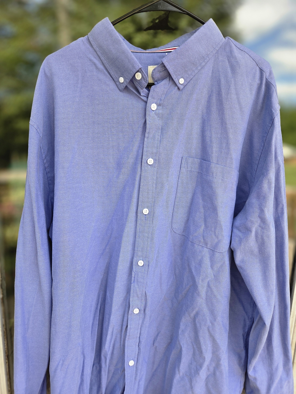 Classic Men's Light Blue Oxford Button-Down Shirt – Long Sleeve 2XL